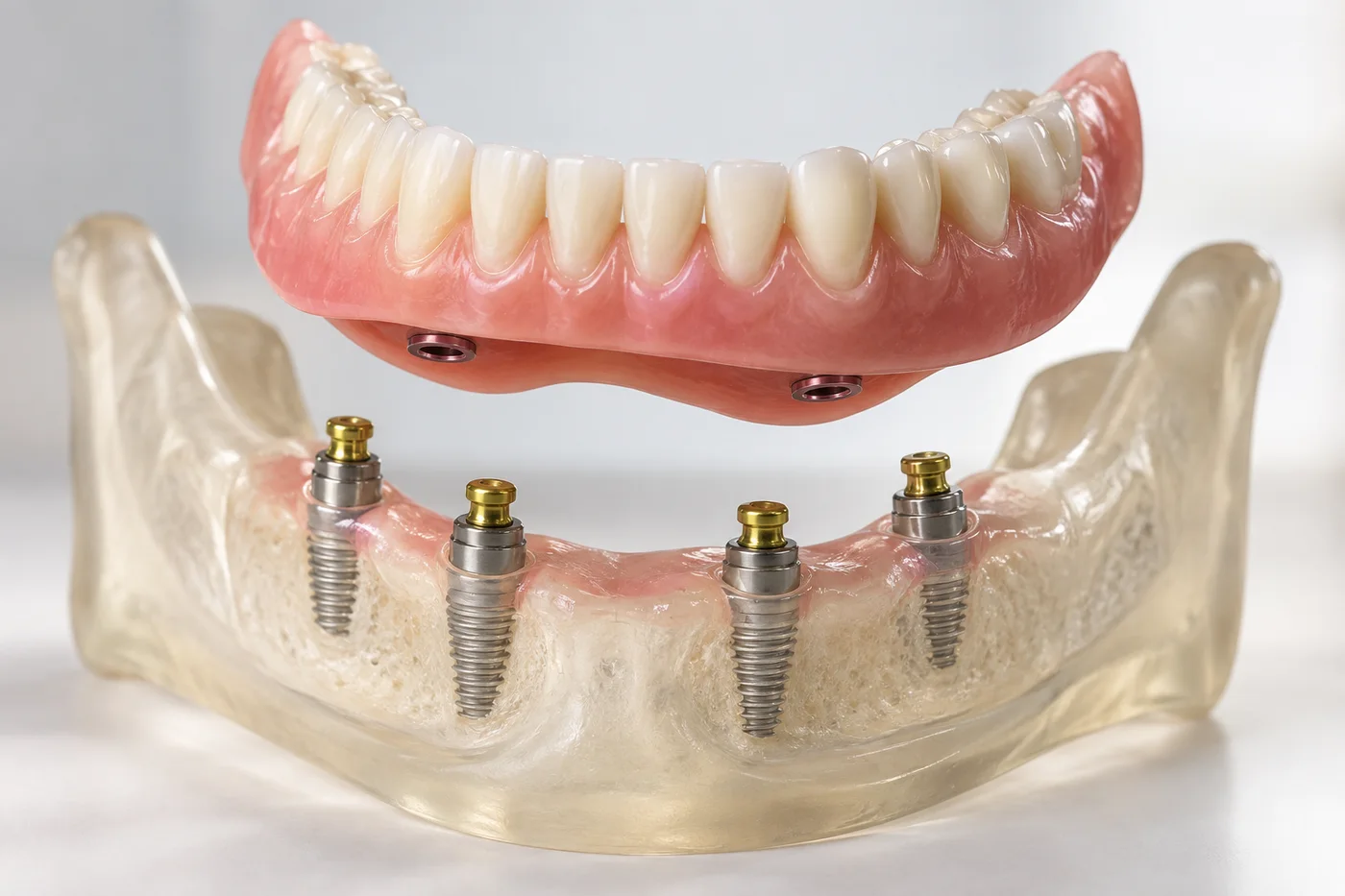 Overdenture removível com encaixes sobre implantes